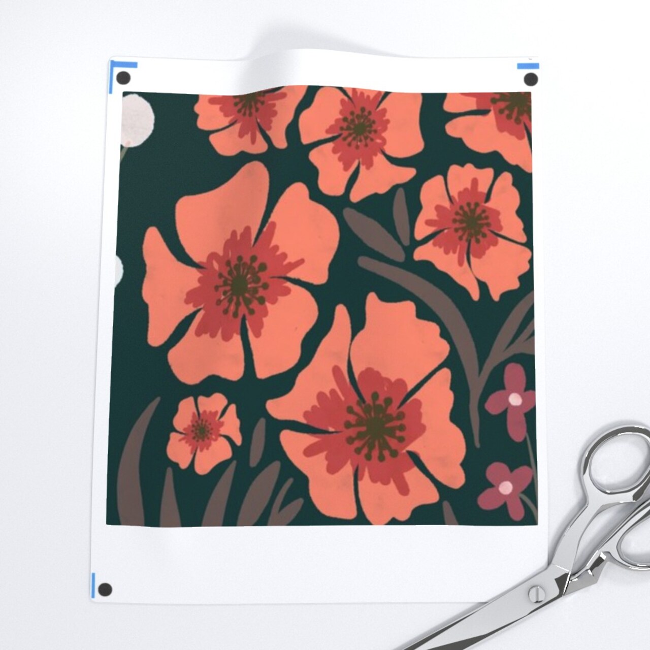 Dark Floral Botanical Garden Delicate Romantic Graceful Green Coral Orange Custom Pre-pasted Wallpaper by Spoonflower Pre-Pasted Wallpaper 2FT Wide